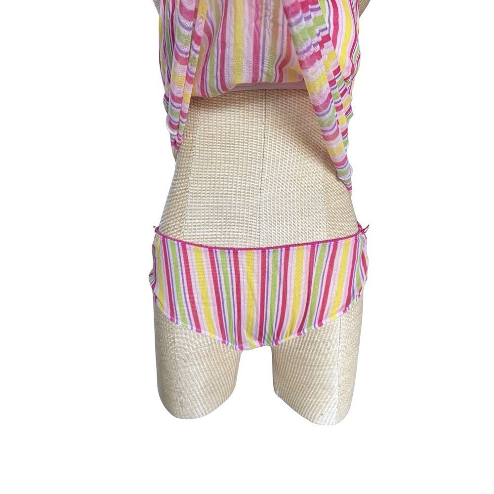 VTG Y2K Xhileration Cami Tank & Boy Short Panty Set- Pink Striped Sheer Fits XL - Picture 5 of 7